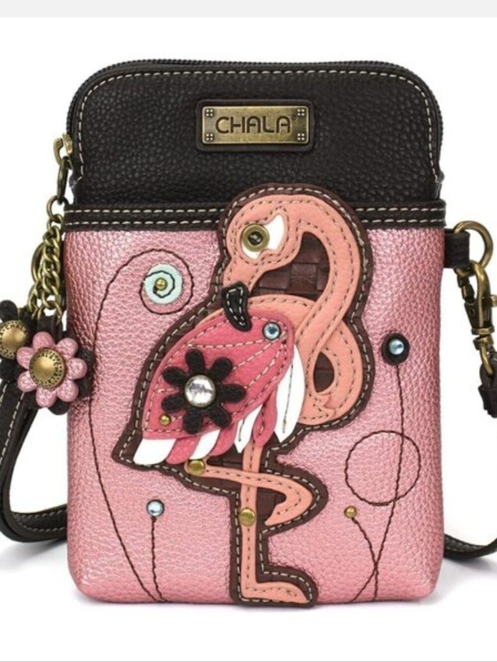 CHALA NWT Glitter Pink Flamingo Crossbody Phone Bag